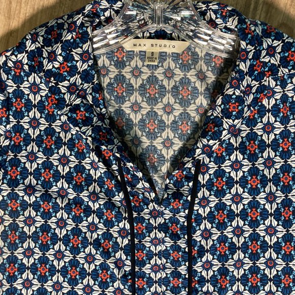 Max Studio Short Dress, Color Blue and Red, Size S - Picture 2 of 2